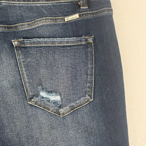 Kancan‎ High Rise Skinny Jeans Womens XL Dark Blue Distressed Frayed Hem - Picture 4 of 9